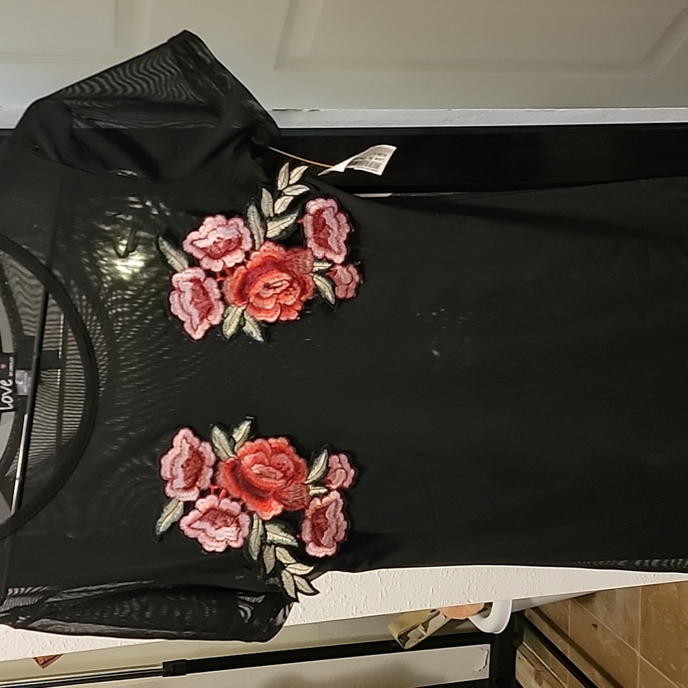 SHEER BLACK MINI DRESS LOVE BY CHESLEY SIZE L